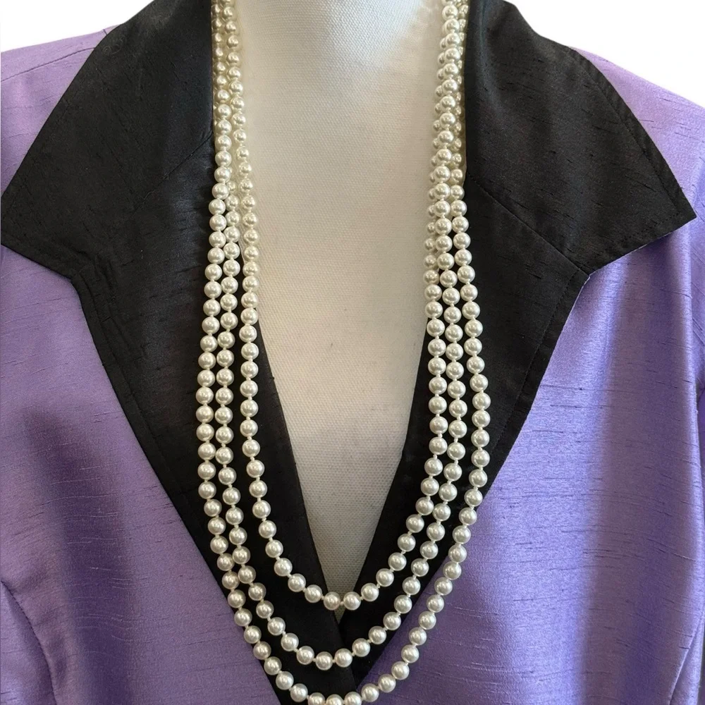 Vintage Extra Long Faux Pearl Necklace 105 Inch Multi-Wrap Statement Strand